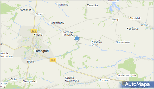 mapa Kolonia Korchów, Kolonia Korchów na mapie Targeo